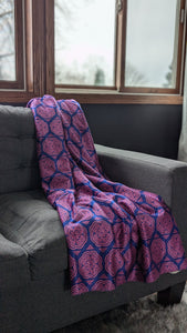 Red and Blue Elephant Footprint Sherpa Blanket