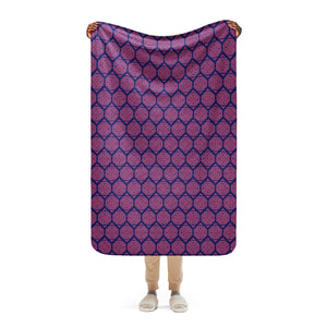 Red and Blue Elephant Footprint Sherpa Blanket